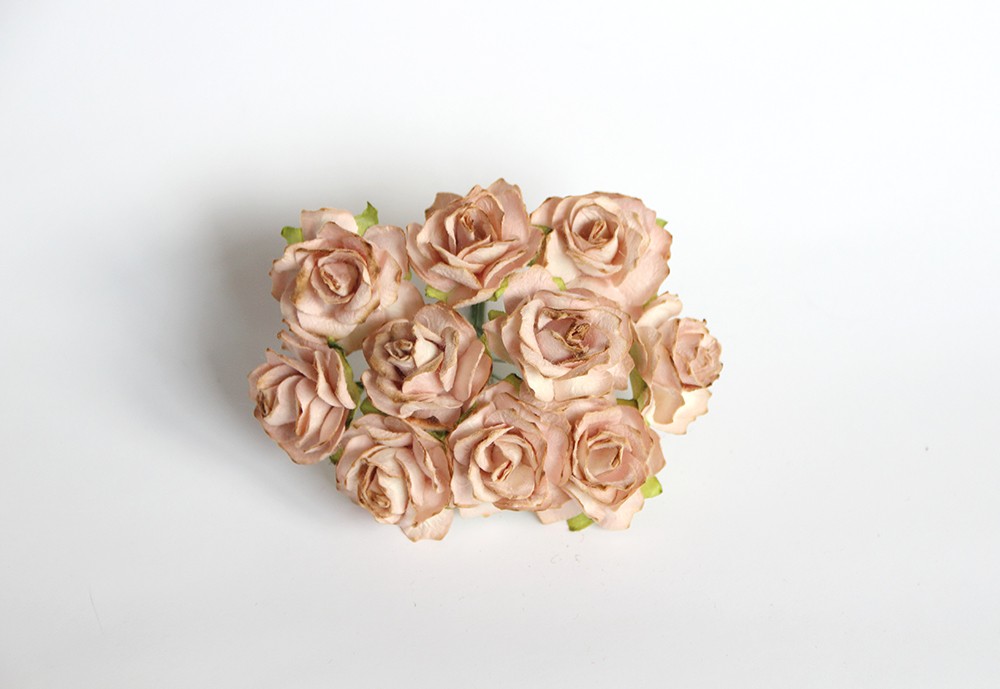 Розы кудрявые 3 см бежевые, 1 шт.